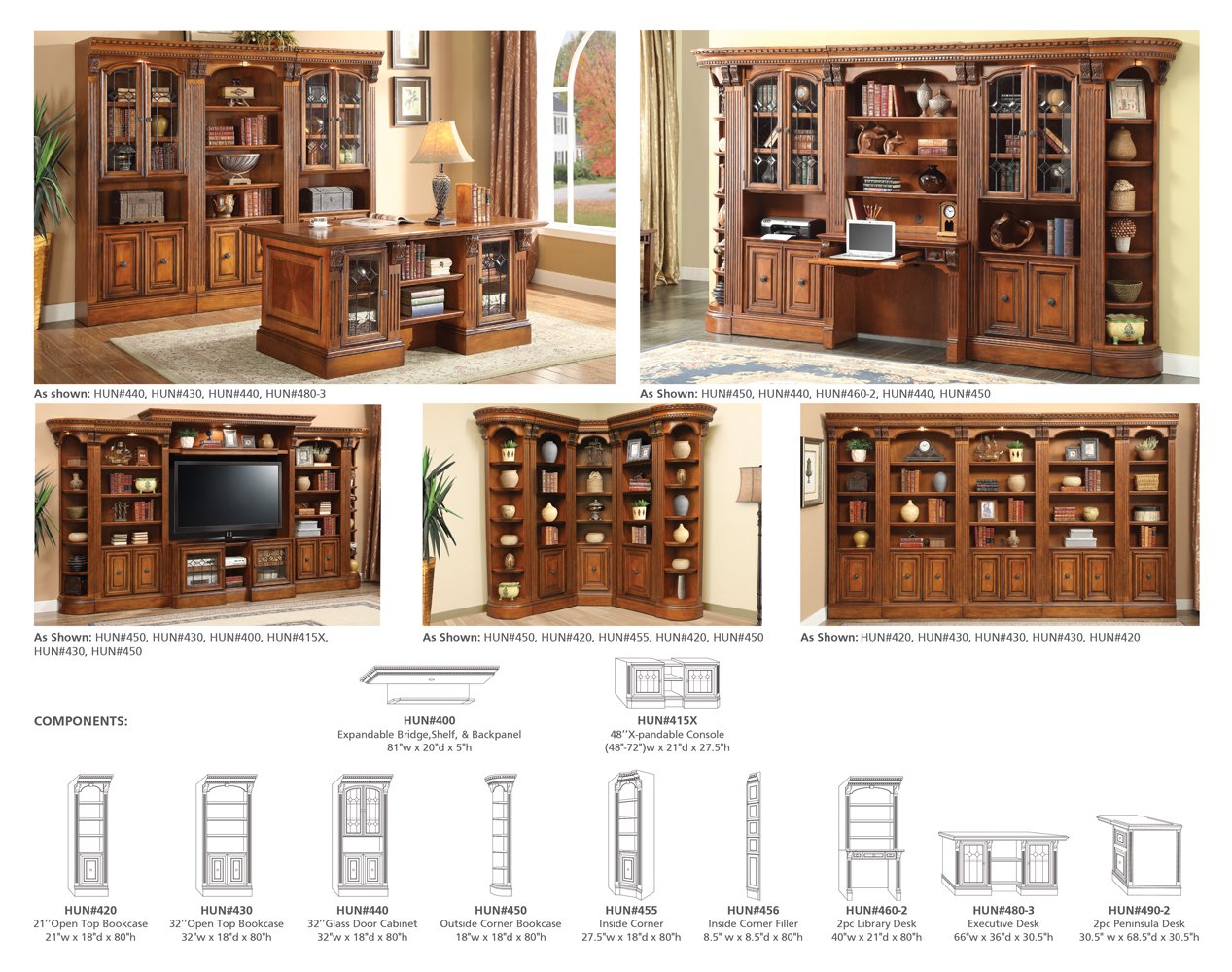 HUNTINGTON 32 IN. OPEN TOP BOOKCASE