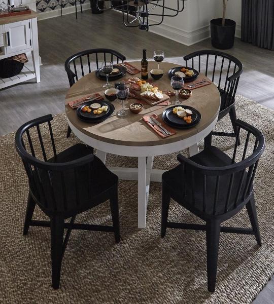 AMERICANA MODERN DINING DINING TABLE 48 IN. ROUND TO 66 IN. (18 IN. LEAF)
