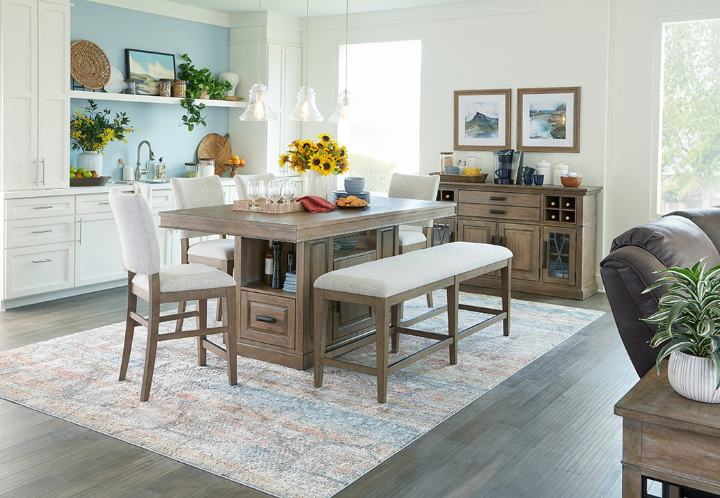SUNDANCE DINING - SANDSTONE BENCH COUNTER UPHOLSTERED 60 IN.
