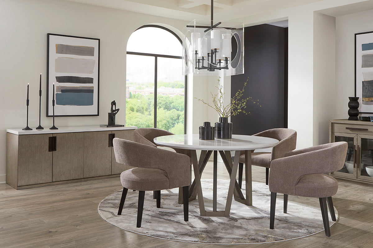 PURE MODERN DINING 54 IN. ROUND TABLE W/ WOOD BASE