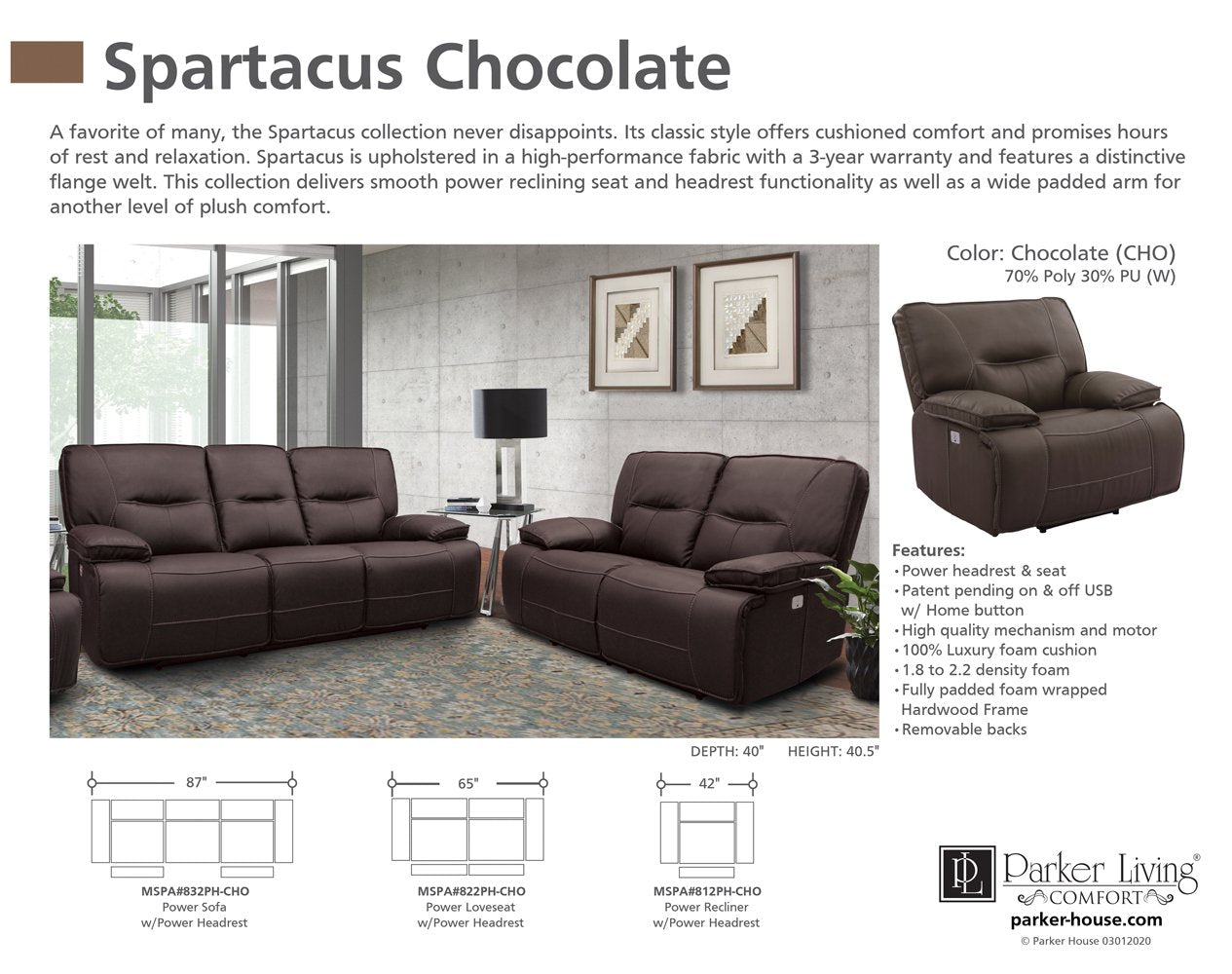 SPARTACUS - CHOCOLATE POWER RECLINING COLLECTION