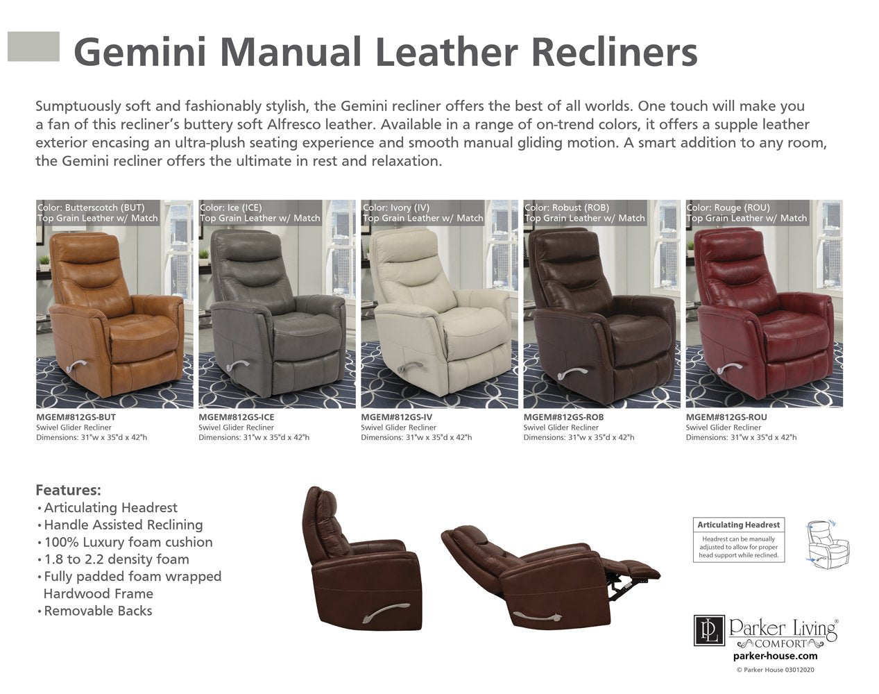 GEMINI - ICE MANUAL SWIVEL GLIDER RECLINER