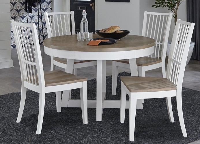 AMERICANA MODERN DINING DINING TABLE 48 IN. ROUND TO 66 IN. (18 IN. LEAF)