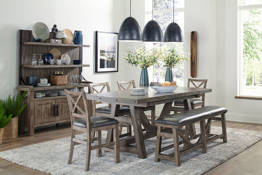 LODGE DINING DINING COUNTER HEIGHT TABLE 86 IN. X 42 IN. TO 110 IN, (24 IN BUTTERFLY LEAF)