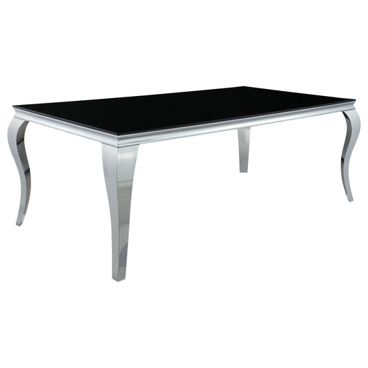 Carone 5-piece 81-inch Rectangular Black Glass Dining Set Teal