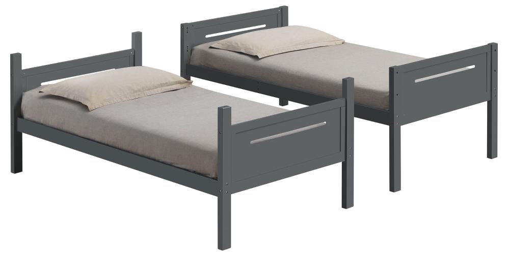 Littleton Wood Twin Over Twin Bunk Bed Grey