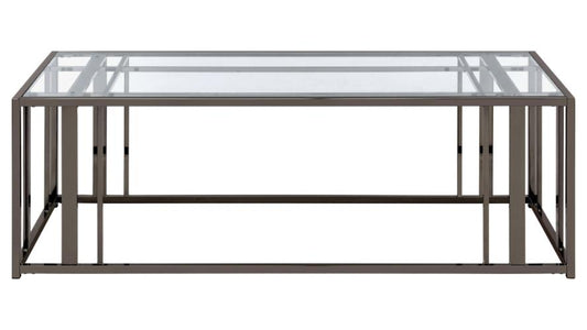 Adri Rectangular Glass Top Coffee Table Black Nickel