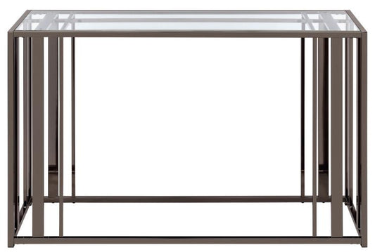 Adri Glass Top Entryway Console Table Black Nickel
