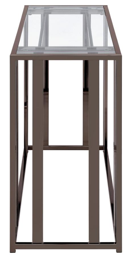 Adri Glass Top Entryway Console Table Black Nickel