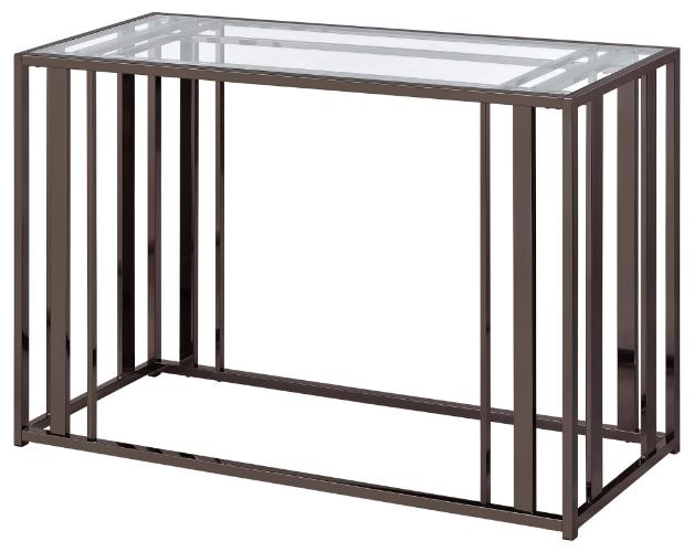 Adri Glass Top Entryway Console Table Black Nickel