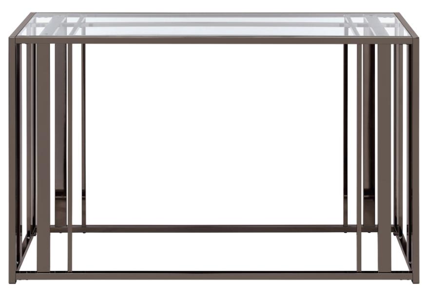 Adri Glass Top Entryway Console Table Black Nickel