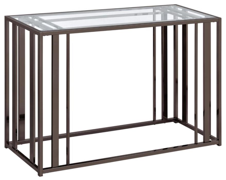 Adri Glass Top Entryway Console Table Black Nickel