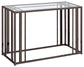 Adri Glass Top Entryway Console Table Black Nickel