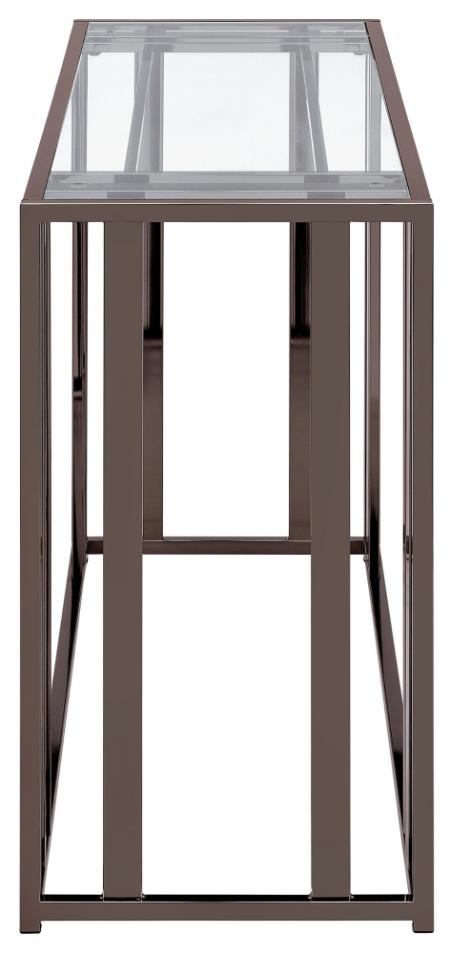 Adri Glass Top Entryway Console Table Black Nickel
