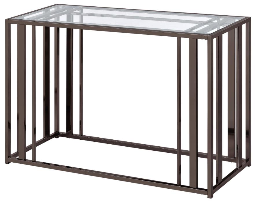 Adri Glass Top Entryway Console Table Black Nickel