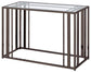 Adri Glass Top Entryway Console Table Black Nickel