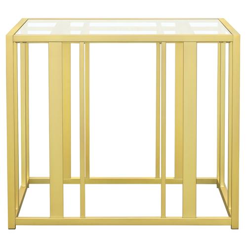 Adri Rectangular Glass Top Side End Table Matte Brass