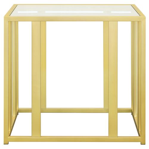 Adri Rectangular Glass Top Side End Table Matte Brass