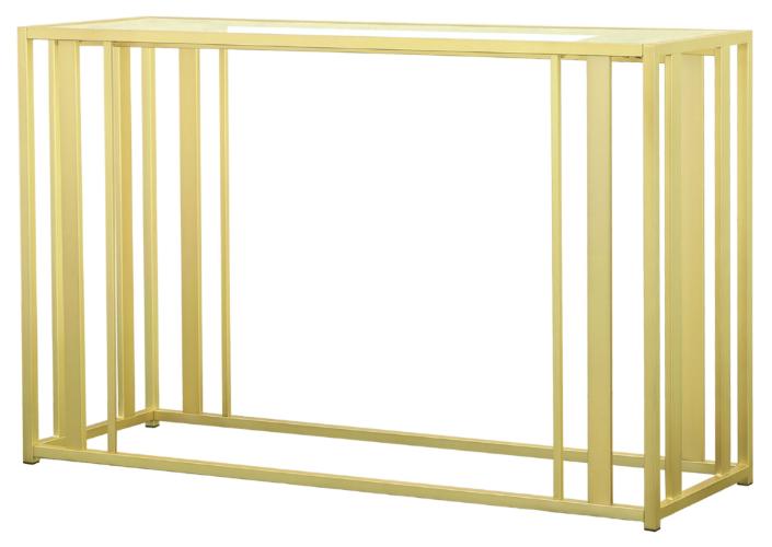 Adri Glass Top Entryway Console Table Matte Brass