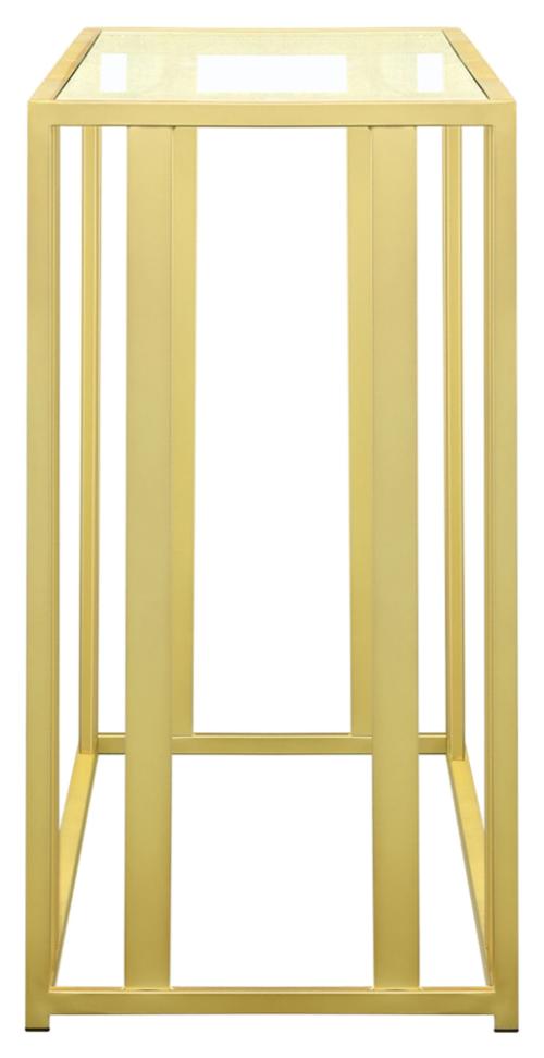 Adri Glass Top Entryway Console Table Matte Brass