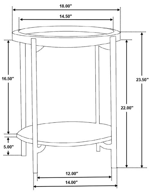 Adhvik Round End Side Table Marble Shelf Natural and Black