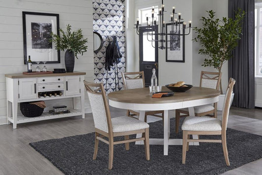 AMERICANA MODERN DINING DINING TABLE 48 IN. ROUND TO 66 IN. (18 IN. LEAF)