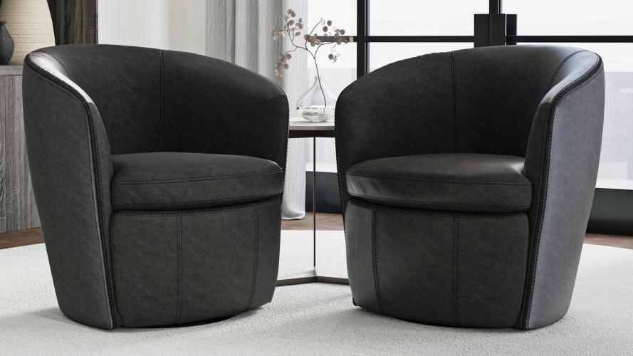BAROLO - VINTAGE SLATE SWIVEL CLUB CHAIR