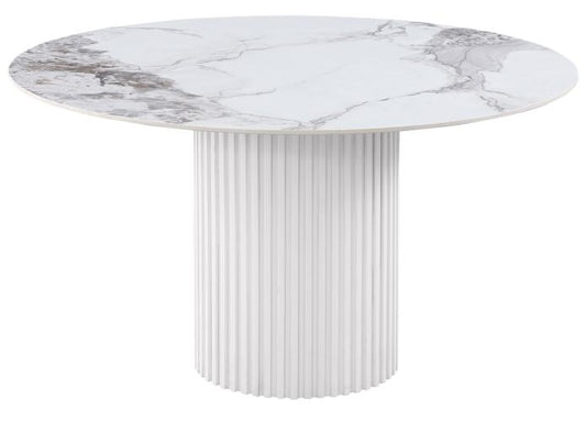 Acadia Round 53-inch Sintered Stone Top Dining Table White
