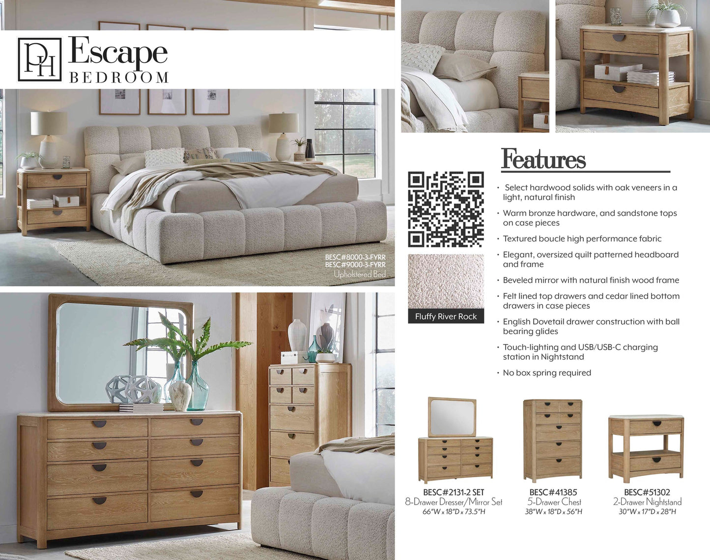ESCAPE EIGHT-DRAWER DRESSER AND MIRROR