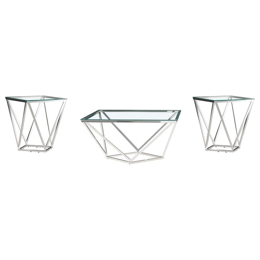 Brittania 3-piece Square Coffee and End Table Set Nickel