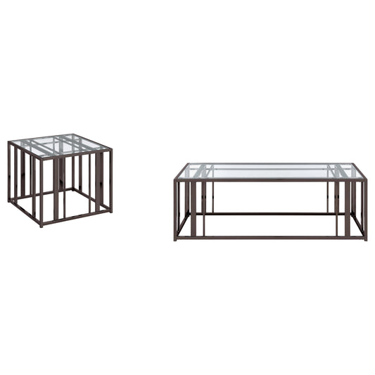 Adri 2-piece Coffee and End Table Set Black Nickel