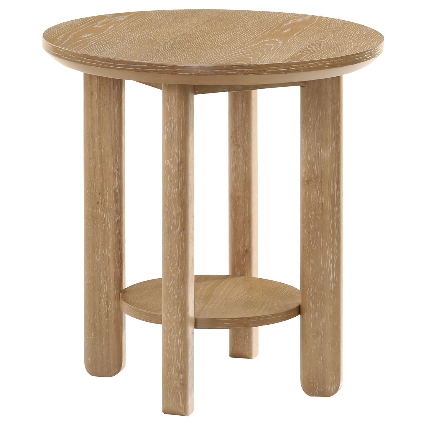 Ottowa 2-piece Round Wood Coffee Table Set Washed Oak