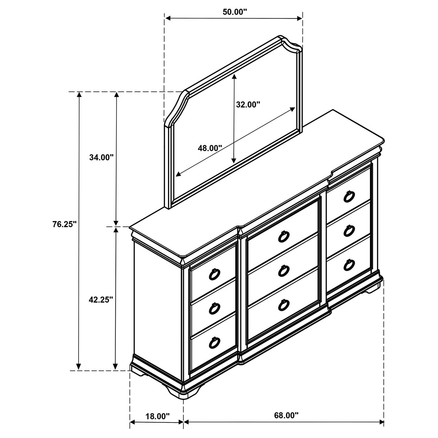 Garland 11-drawer Bedroom Dresser with Mirror Brown Cherry