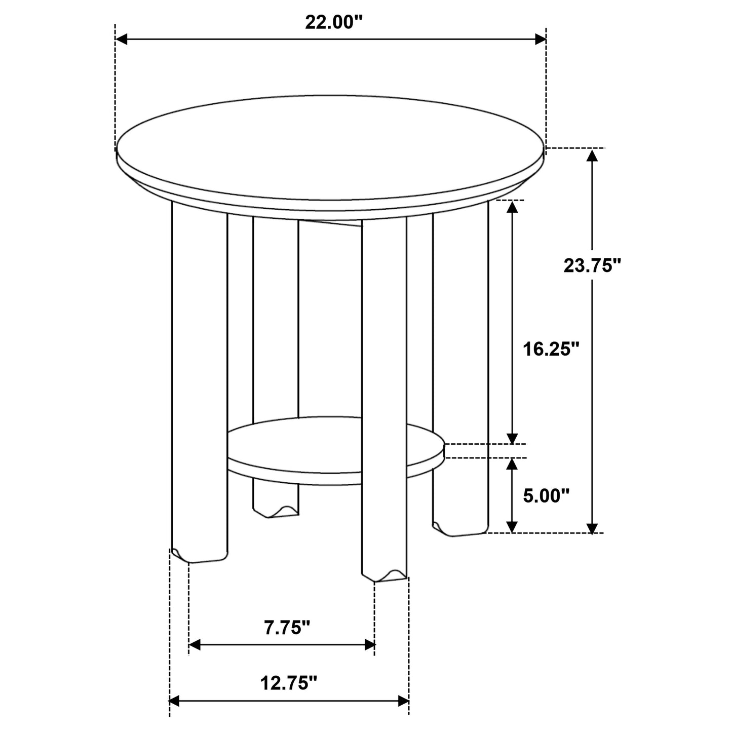 Ottowa Round Wood Side End Table with Shelf Washed Oak