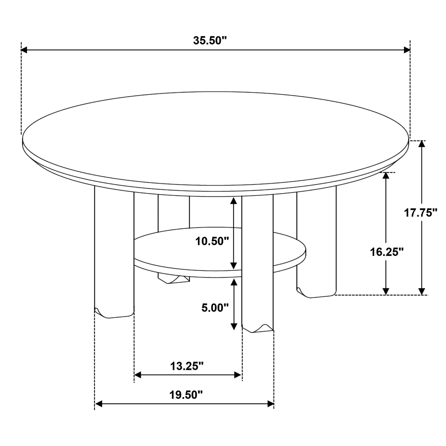 Ottowa 36-inch Round Wood Cocktail Coffee Table Washed Oak