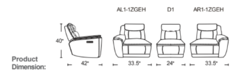 U70797 Zero Gravity Reclining Sofa